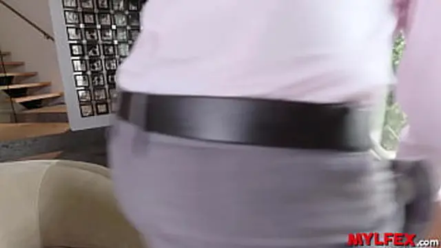 Interracial Threeway - Desperate milf Seduces Young Dude in Her Skimpy Red Outfit