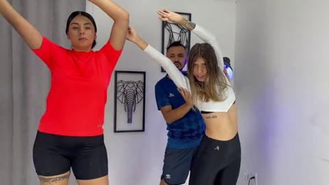 My friend & I get drilled by new gym instructor in middle of class