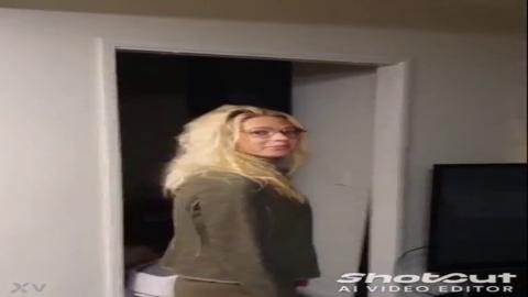 Sexy wife Alexis flashes her cleavage in the kitchen