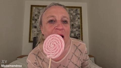 I pleasure myself to climax🚀 with the lollipop
