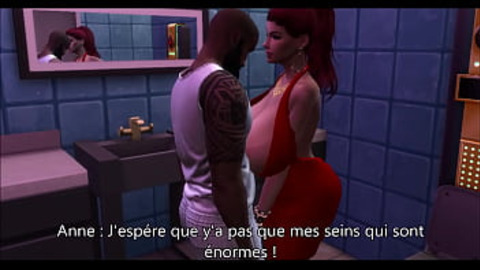 Sims 4 - Le couple goes wild in the bathroom, French