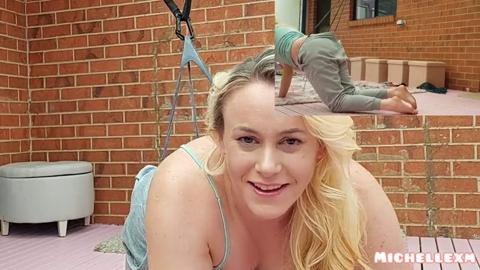 Naughty😈 blonde seduces with thong-clad booty, teases with tongue-lolling wedgie delight