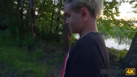 Russian Cougar Malusha ravishes dude with massive boner in 5-minute park romp