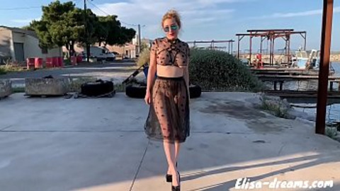 Exposed and touching in a sheer clothing