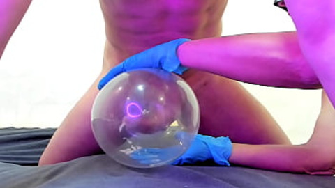 Strong man doggie style with balloons