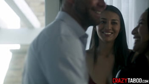Big-titted mature temptress Bella Rolland teams up with sultry Asian siren Avery Black for raunchy three-way breast-thrushing action.
