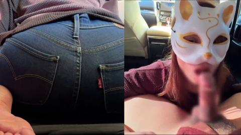 Slutty Wife Spills Hot Cum in Married Man's Pants After Japanese Car Sex Frenzy