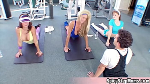 Blonde bombshell Tanya gets ravaged by her hung instructor during sweaty aerobics