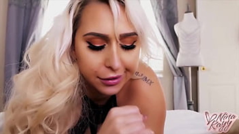 Naughty😈 Nina gets that cock🍆 deepthroated and jizzed all over her titty tits