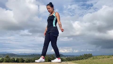 Stepsissex in the hills, showcasing her stunning outdoor assets