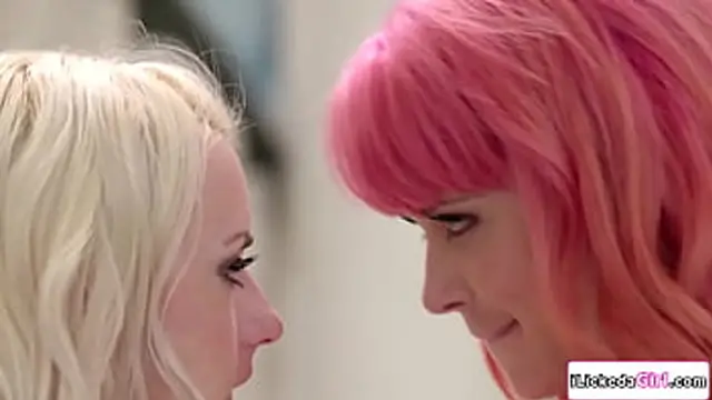 Big tits lesbian milf toying her teen housekeepers pussy