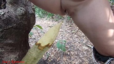 Forested Pervert Fucks Her Hole With Pecker, Piss-SquirtingSlave