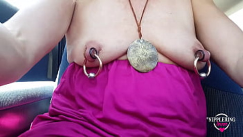 Extreme Nipple Play, Pierced Beauty Flashing Hot Ass🍑 On Public Street