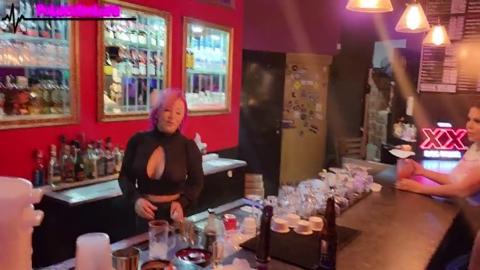 Kesha Ortega gets her nasty ass🍑 pounded by a hungry lezzie in Evita's bar