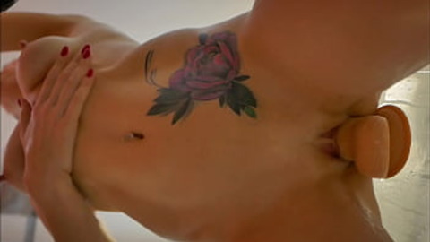 Belinda Selin showers with a large dildo, intense orgasm💦, close-up