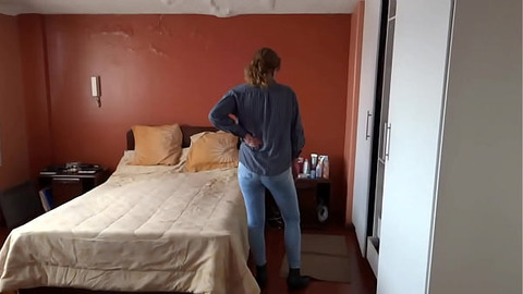 Jeans-Caged淫Son Friends Masturbate Viewing My Ass🍑, Craves Throbbing Penetration
