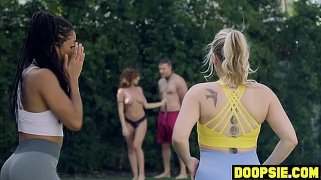  Busty black mature sharing a bed with her girlfriend and neighbors