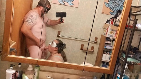 Real BBW Amateur Housewife Sucks Cock On Her Knees