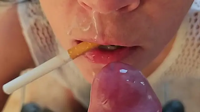 Blowjob Followed by Smoking &mdash;  Mouth Full of Cum