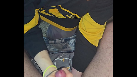 Hockey milf sucks cock on her knees