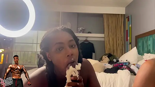 2 EBONY BADDIES HAVE A DICK SUCKING CONTEST AND USE THEIR BOY FRIENDS AS THE JUDGES