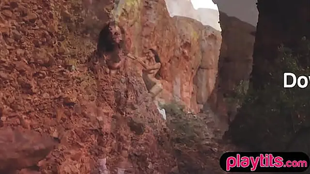 Petite Russian MILF and blonde babe show off their naked figures