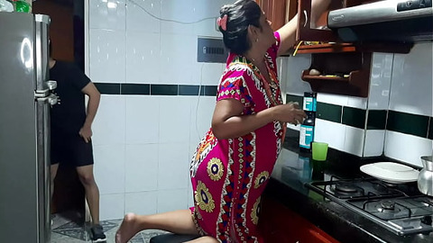 Trying My Stepmother's Delicious Pussy in the Kitchen  Full Video