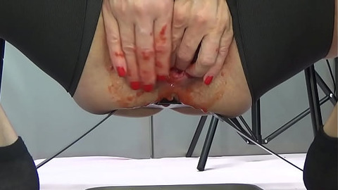 Beautiful big pussy with strawberry close-up