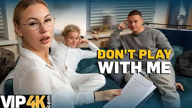 VIP4K  MILF teacher plays a game with 2 students