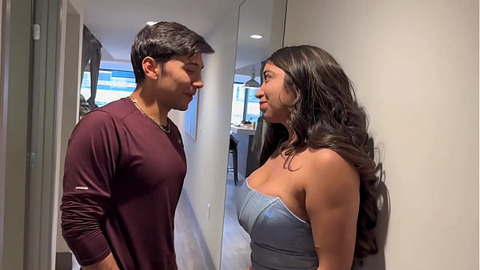 I convince my Neighbor to come into my apartment while my parents are away and I fuck him in the living room until he fills my pussy with cum! Verito Aguas