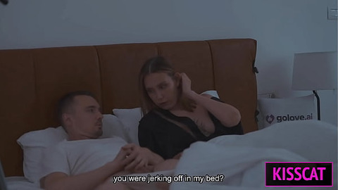 Shocking! Step Mom Seduces Step Son in Share Bed to Fuck Her Wet Pussy Naughty Lesson!