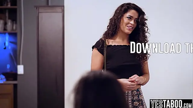 Lesbian GF caught cheating Latina MILF and rails her with strapon