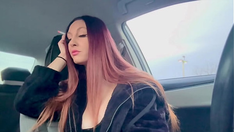 Big tits Long hair Artemisia Love Smoking session in the car