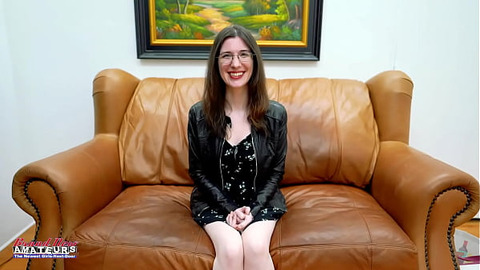 Skinny Nerdy Brunette Hazel O'Connor Rings Her Bell And Sucks A Juicy Cock!