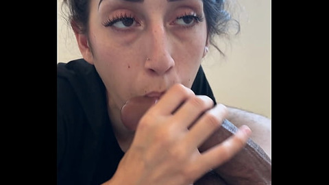 MILF sucks on huge BBC