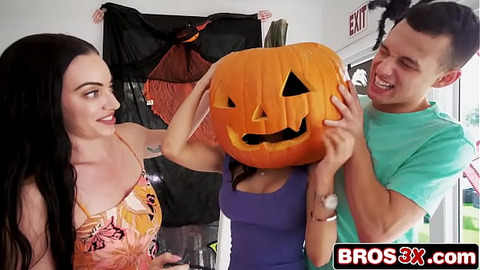 Halloween Horror Turns Hot as Son Drills Pumpkin-Clad MILF