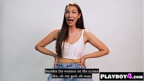 Horny big tits pornstar Bella Rolland enjoys masturbation for the Playboy