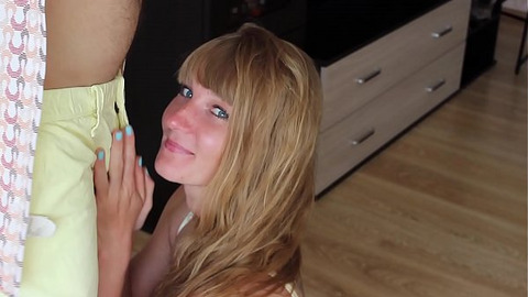 The cutest homemade amateur blowjob ever. Sasha Bikeyeva