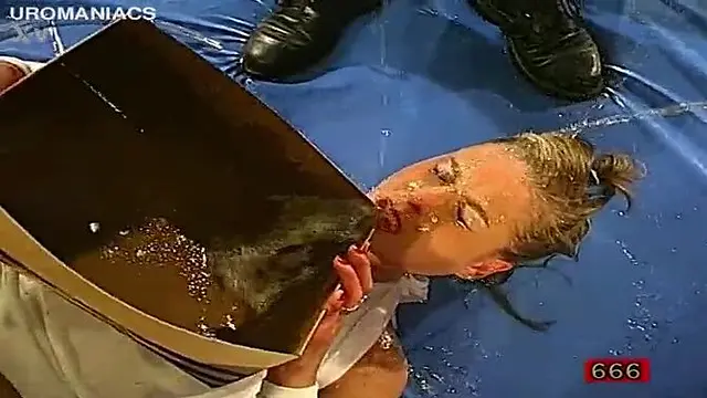 German cougar gets a double fellatio and gangbang