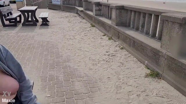 Public bench OLDER WOMAN gets nailed