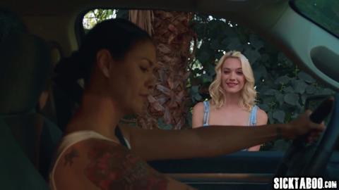  Busty Asian milf Dana Vespoli seduces blonde Kenna James in the car