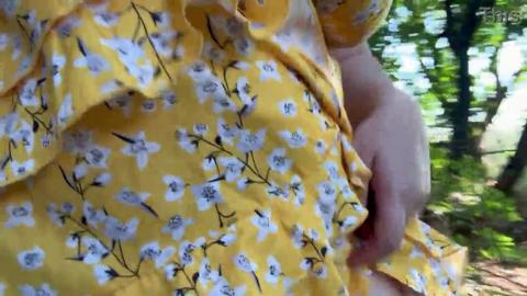 Chubby MILF explores her hairy pussy🌮️ in a forest shower🚿!